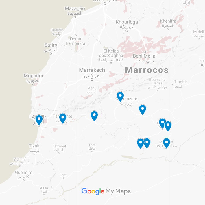 Mapa Viagem de 3 Dias - Deserto de Chigaga, Ait Ben Haddou e Vale do Draa