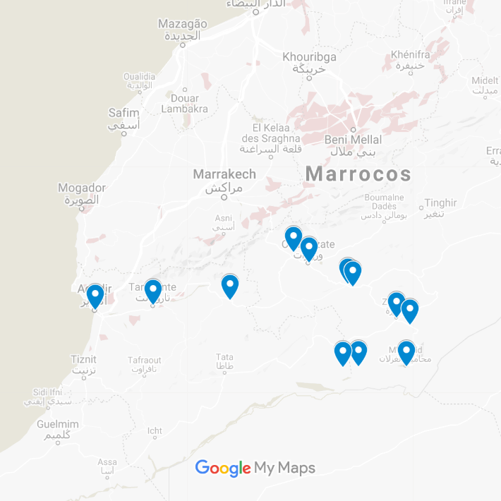 Mapa Viagem de 4 Dias - Deserto de Chigaga, Kasbahs e Vale do Draa